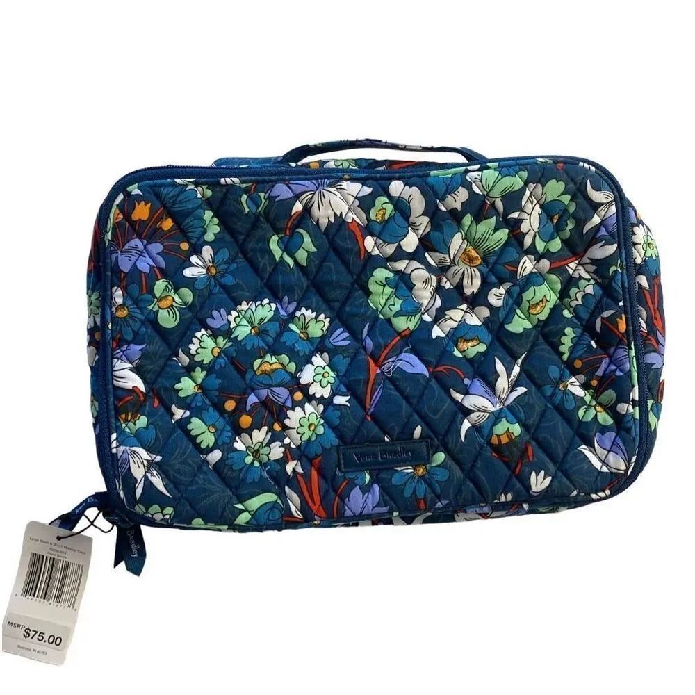 VERA BRADLEY Large Blush & Brush Makeup Case - Floral Bursts